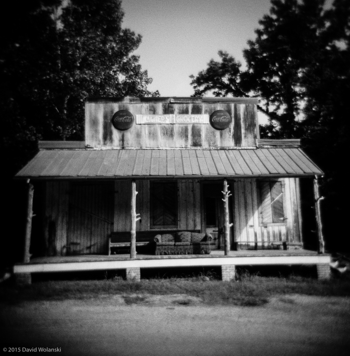 Couch on the porch of a country store in Mississippi. 
