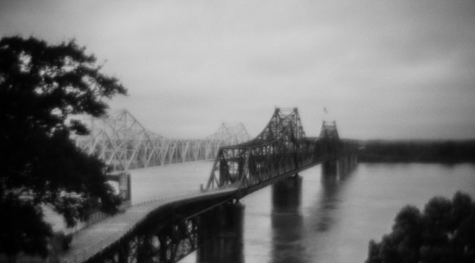 Bridges at Natchez in B&W Film